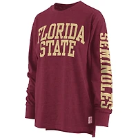 T-shirt à manches longues Pressbox Garnet Florida State Seminoles Two-Hit Canyon pour femme