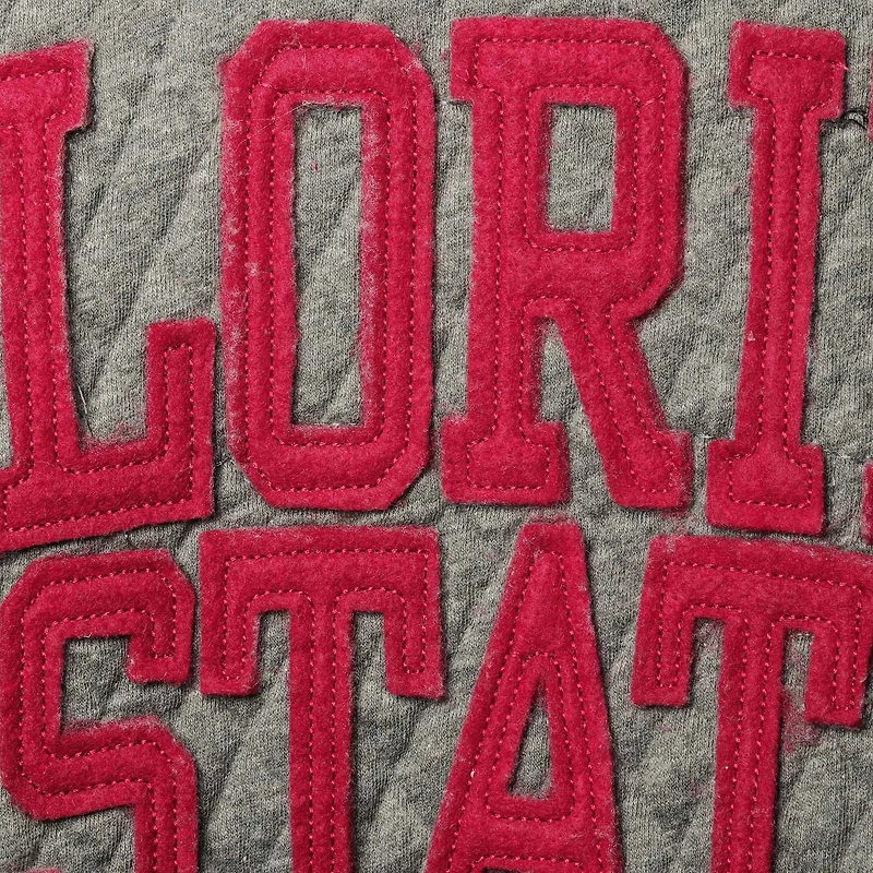 Women's Pressbox Heather Charcoal Florida State Seminoles Moose Quilted Pullover Sweatshirt