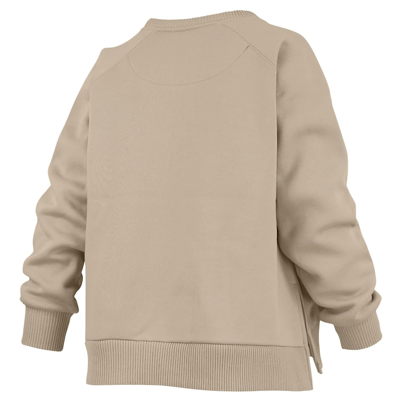 Women's Pressbox Khaki Florida State Seminoles Pocketed Raglan Pullover Sweatshirt