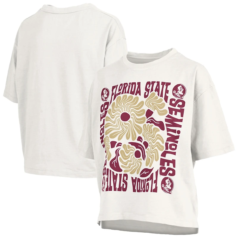 T-shirt oversize en jersey flammé blanc Pressbox pour femmes, Florida State Seminoles Elena