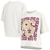 T-shirt oversize en jersey flammé blanc Pressbox pour femmes, Florida State Seminoles Elena