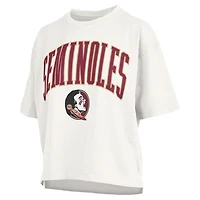 Women's Pressbox White Florida State Seminoles Plus Nelson Motley Crew Oversized Slub T-Shirt