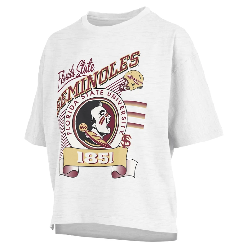 Women's Pressbox White Florida State Seminoles Rock & Roll Slub T-Shirt