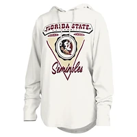 T-shirt à capuche blanc manches longues Pressbox pour femmes Seminoles San Bruno de l'État Floride