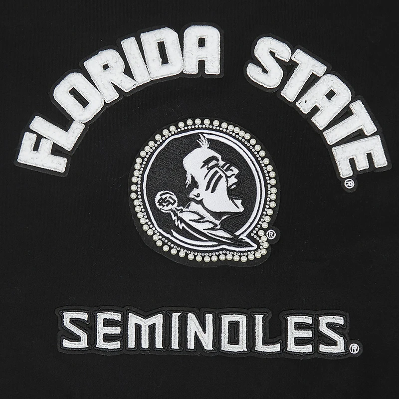 Women's Pro Standard  Black Florida State Seminoles Pearl Cropped Pullover Sweatshirt