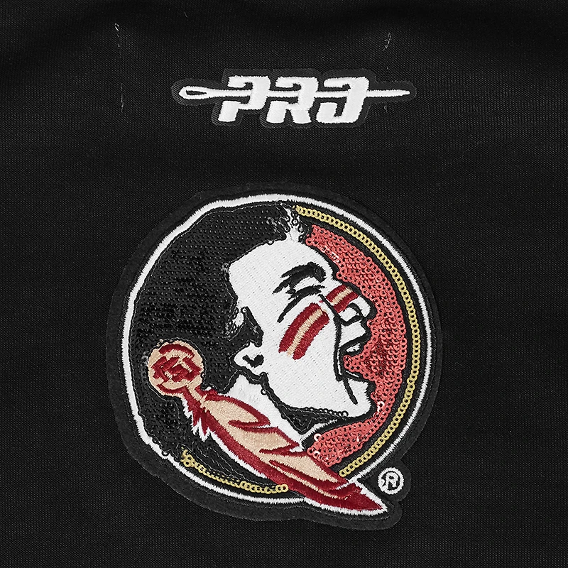 Women's Pro Standard Black Florida State Seminoles Sequin Boxy Cropped Pullover Sweatshirt