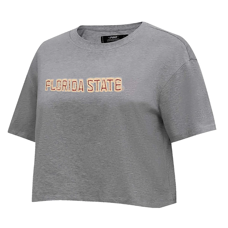 T-shirt court boxy neutre ton sur Pro Standard Heather Charcoal Florida State Seminoles pour femmes