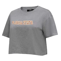 T-shirt court boxy neutre ton sur Pro Standard Heather Charcoal Florida State Seminoles pour femmes