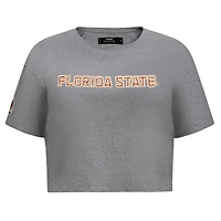 Women's Pro Standard Heather Charcoal Florida State Seminoles Tonal Neutral Boxy Cropped T-Shirt