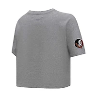 Women's Pro Standard Heather Charcoal Florida State Seminoles Tonal Neutral Boxy Cropped T-Shirt