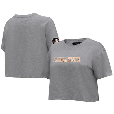 T-shirt court boxy neutre ton sur Pro Standard Heather Charcoal Florida State Seminoles pour femmes