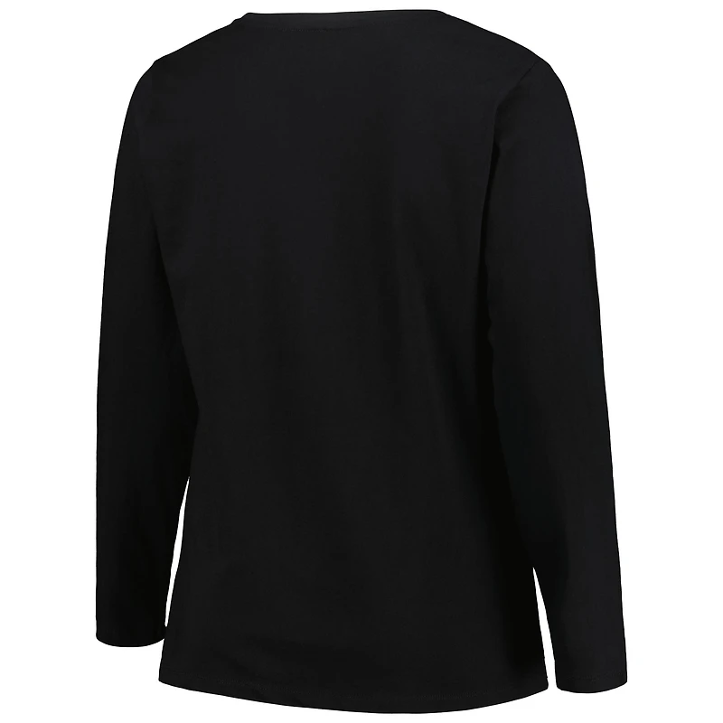 Women's Profile Black Florida State Seminoles Plus Arch Over Logo Scoop Neck Long Sleeve T-Shirt