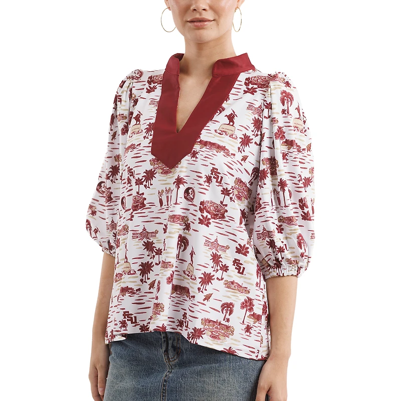 Haut Eliza pour femme Smith & Quinn, grenat/blanc, collection Tailgate des Florida State Seminoles