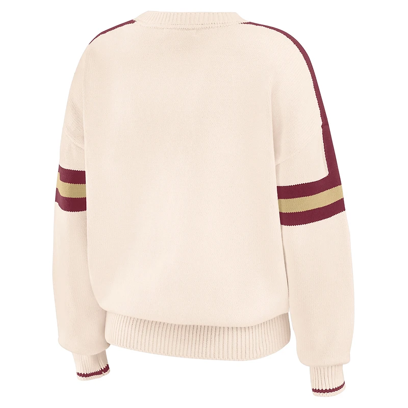 Pull à rayures en chenille tissée crème Florida State Seminoles pour femme WEAR by Erin Andrews