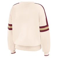 Pull à rayures en chenille tissée crème Florida State Seminoles pour femme WEAR by Erin Andrews