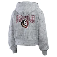 Women's Wear by Erin Andrews Heather Gray Florida State Seminoles Speckle Double-Hit Raglan Full-Zip Hoodie