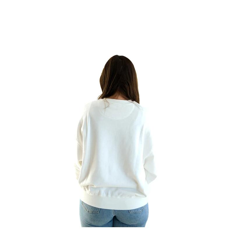 Women's White Florida State Seminoles Oversized Malone Multimedia Football Pullover Sweatshirt