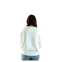 Women's White Florida State Seminoles Oversized Malone Multimedia Football Pullover Sweatshirt