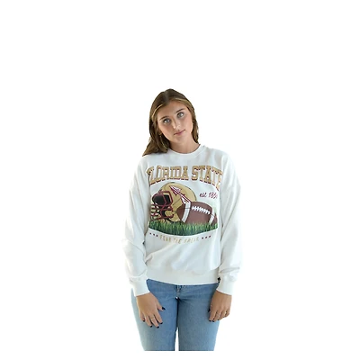 Women's White Florida State Seminoles Oversized Malone Multimedia Football Pullover Sweatshirt