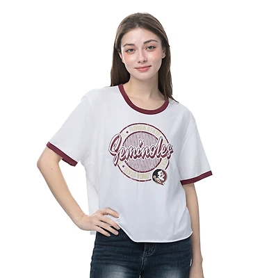 T-shirt ZooZatz blanc pour femme, modèle rétro Florida State Seminoles, en mélange de trois tissus