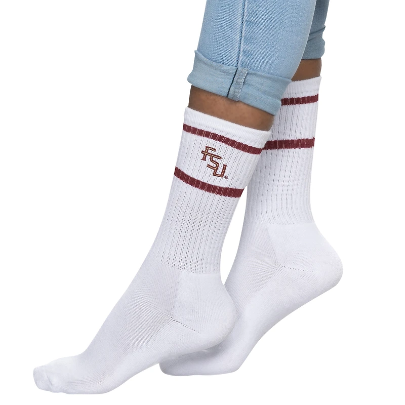 Chaussettes à rayures blanches pour femmes ZooZatz Florida State Seminoles