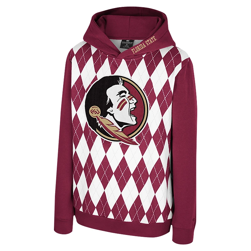 Youth Colosseum Garnet Florida State Seminoles Argyle The Dealio Pullover Hoodie