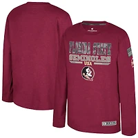 T-shirt à manches longues Oorah d'appréciation militaire OHT des Seminoles de l'État Floride Heather Garnet pour le Youth Colosseum