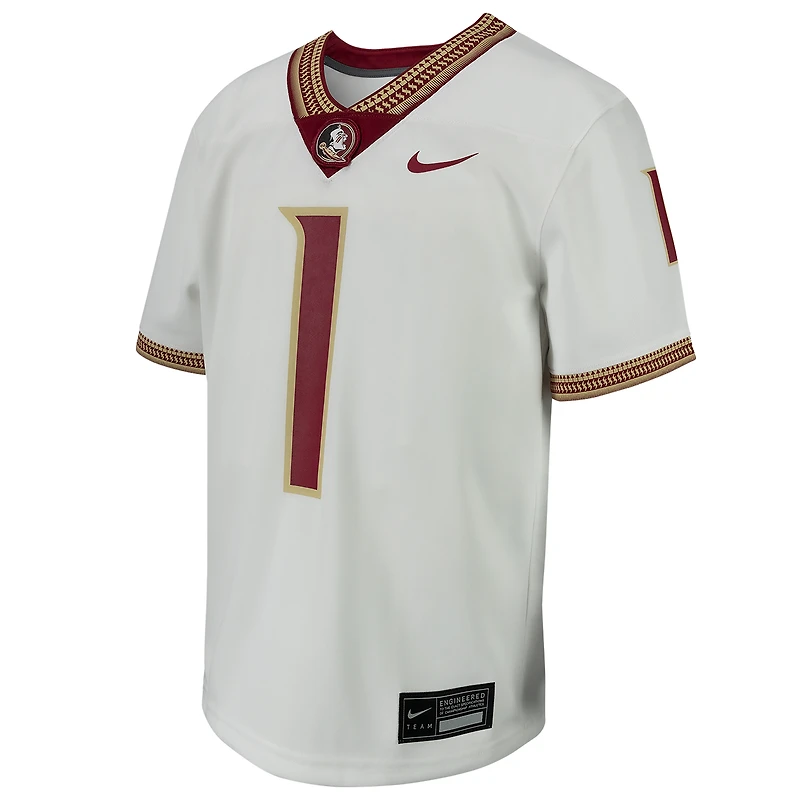 Maillot de match football Nike # Blanc Florida State Seminoles pour jeunes