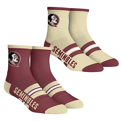 Chaussettes courtes à rayures multicolores pour jeunes, modèle Rock Em Socks, Florida State Seminoles (lot de 2).