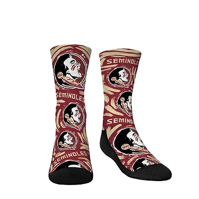 Youth Rock Em Chaussettes Florida State Seminoles Allover Logo & Paint Crew Chaussettes