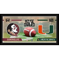 Collage de football américain encadré 10" x 20" : Seminoles de l'État de Floride contre Hurricanes de Miami
