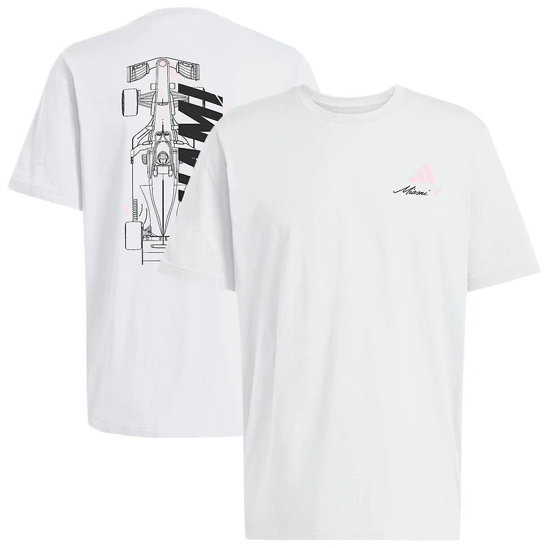 Men's adidas White Formula 1 Miami Fresh T-Shirt