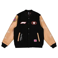 Men's Black/Tan Formula 1 x Disney Full-Zip Varsity Jacket