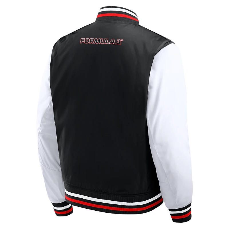Men's Black/White 2025 Las Vegas Grand Prix Night Racing Full-Snap Bomber Jacket