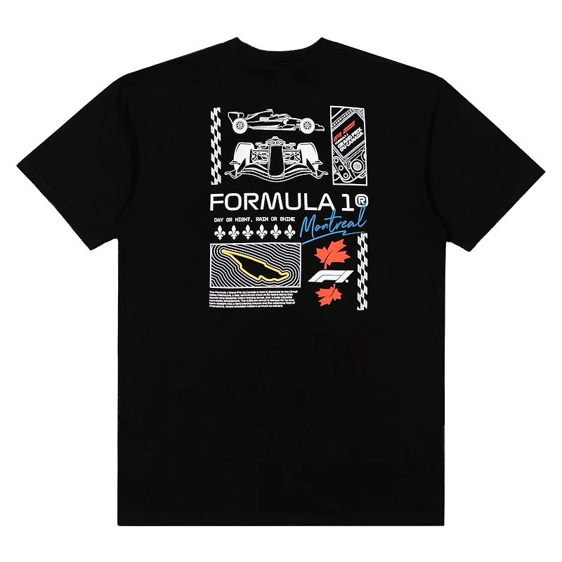 T-shirt noir pour homme Formule 1 Grand Prix du Canada 2026, coupe carrée.