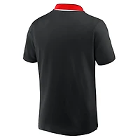 Men's Black Formula 1 Tempo Halftone Grid Badge Tipped Pique Polo