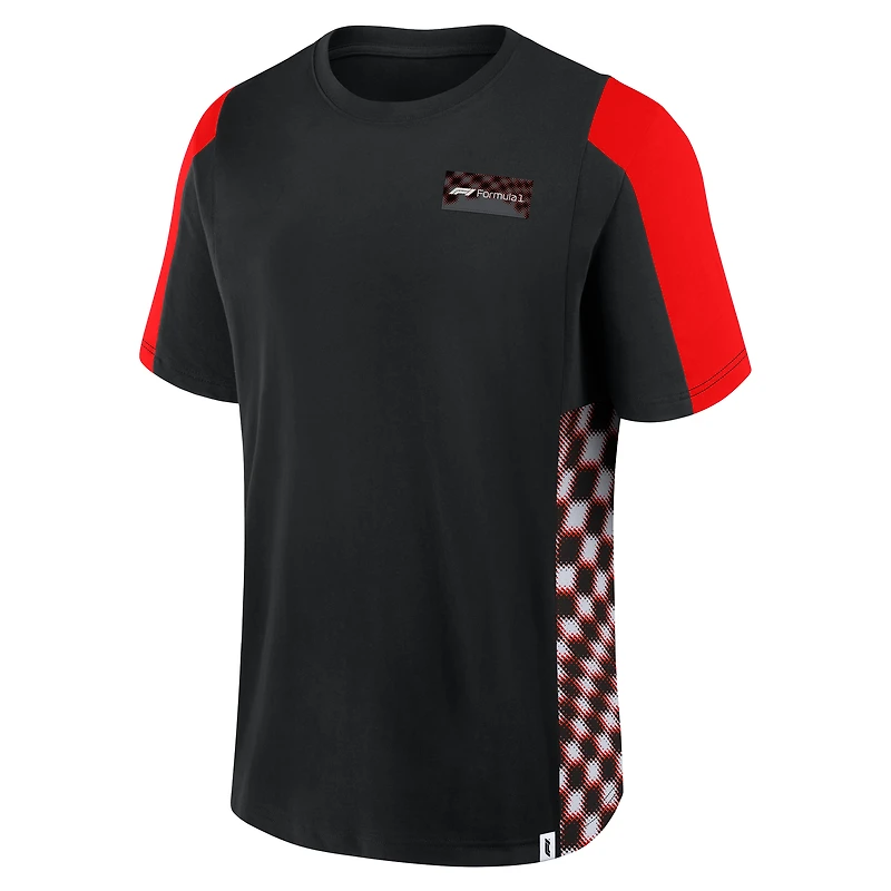 Men's Black Formula 1 Tempo Halftone Grid Panel T-Shirt