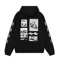 Sweat à capuche noir pour homme avec collage de photos du film Formule 1