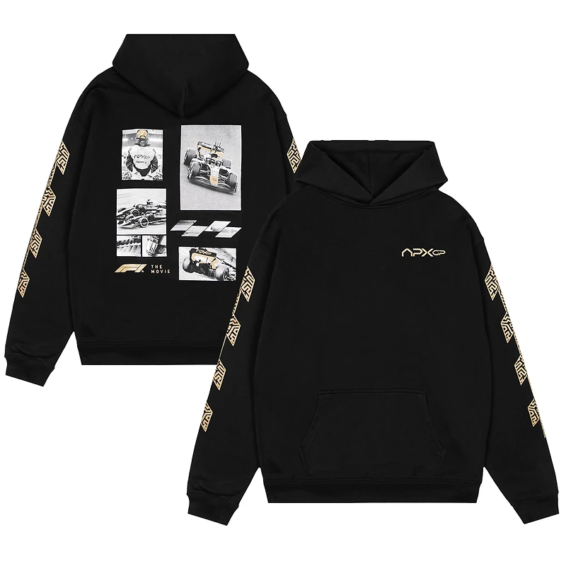 Sweat à capuche noir pour homme avec collage de photos du film Formule 1