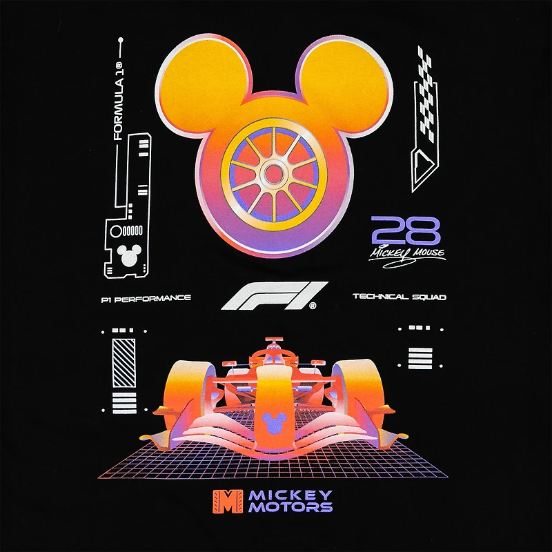 T-shirt noir pour homme Formula 1 x Disney Mickey Glow