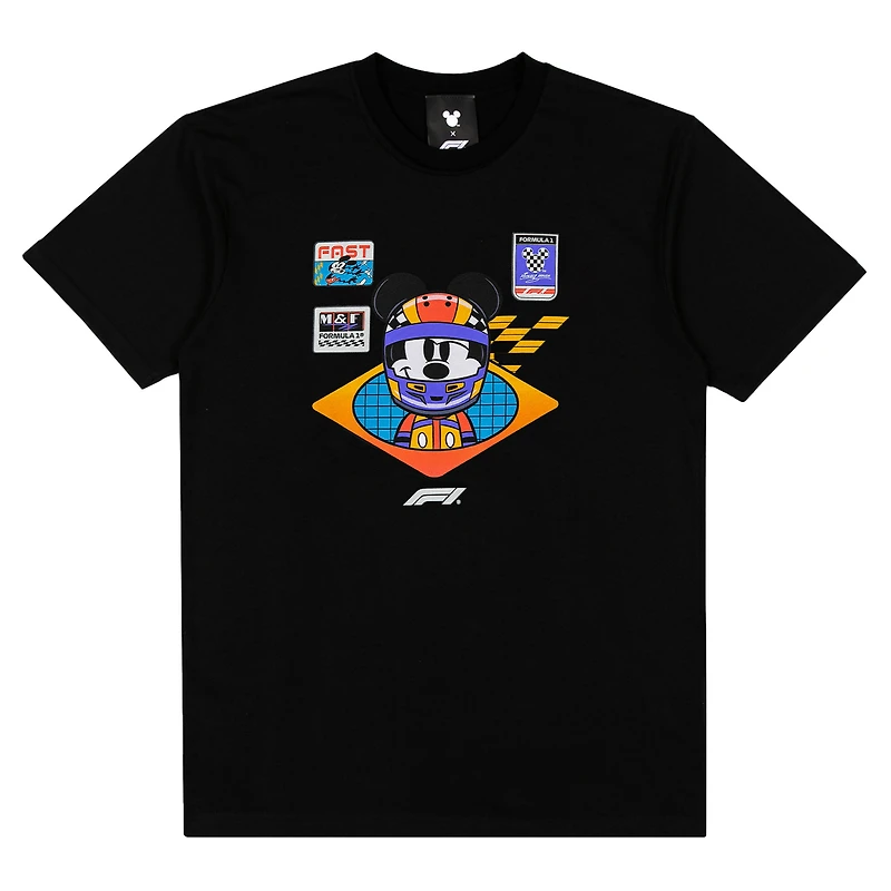 Men's  Black Formula 1 x Disney Mickey Helmet T-Shirt