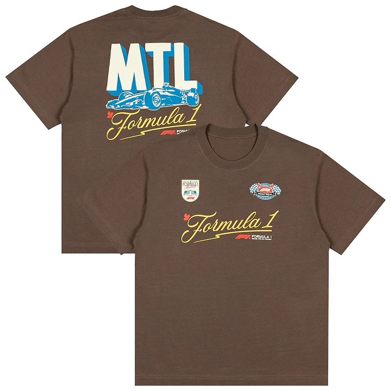 T-shirt marron pour homme, Formule 1, Grand Prix du Canada 2026, MTL, coupe carrée