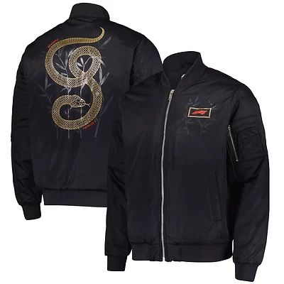 Blouson aviateur entièrement zippé Fanatics noir pour homme, Formule 1 2025, Grand Prix de Chine, Année du Serpent