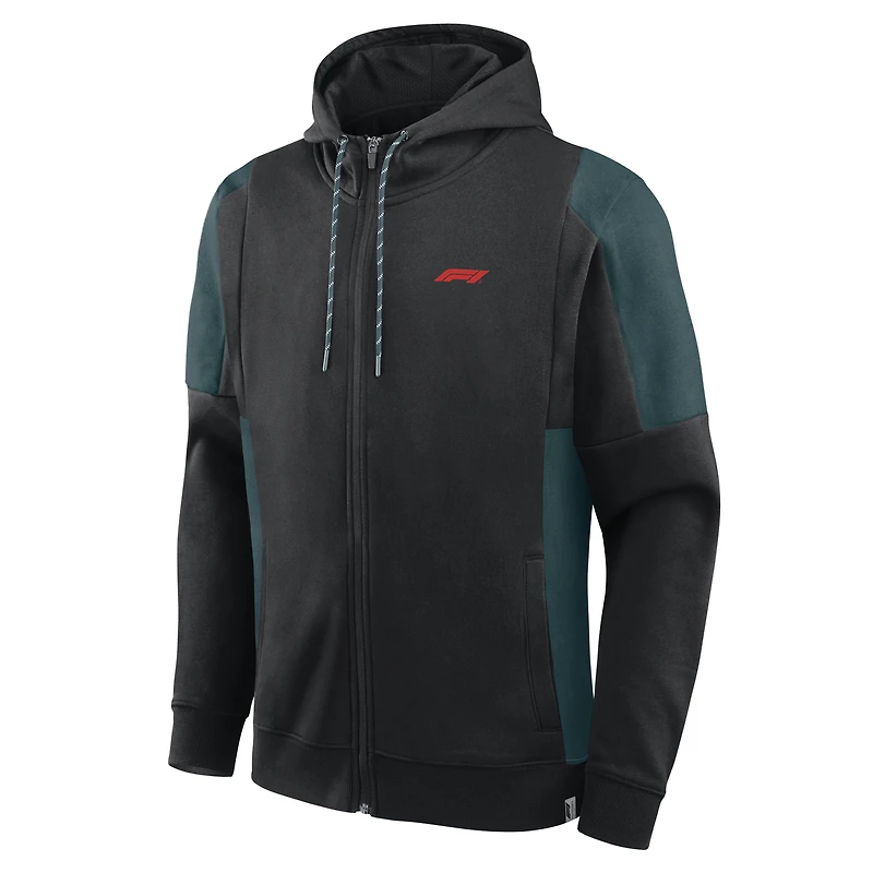 Sweat à capuche zippé Fanatics noir Formula 1 Classics pour homme