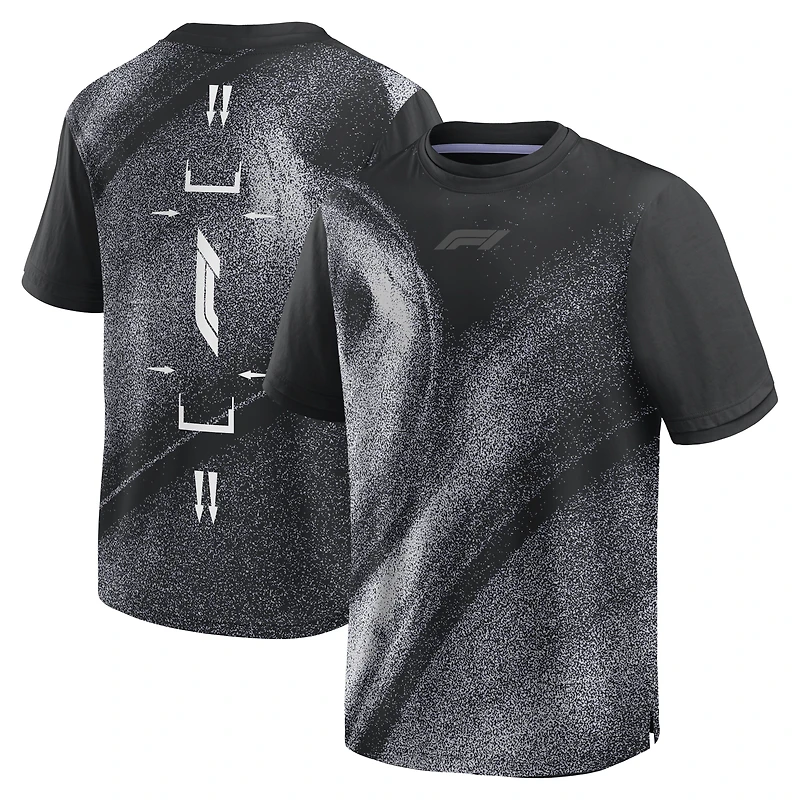 T-shirt oversize Fanatics noir pour homme, motif Formule 1 et vitesse sur circuit