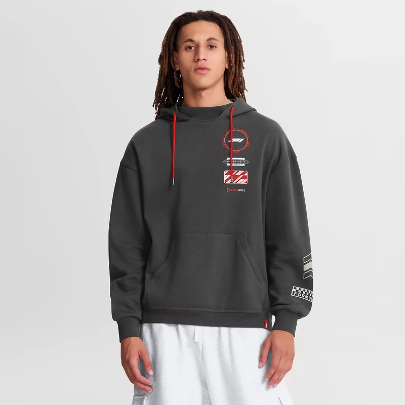 Sweat à capuche oversize gris Fanatics Formula 1 pour homme