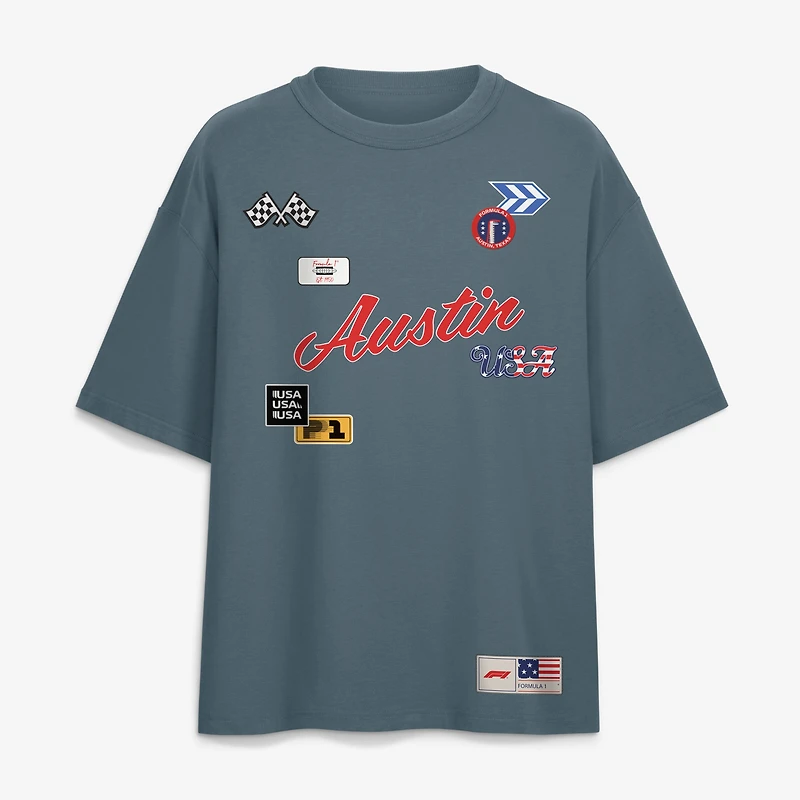 Men's Fanatics Gray Formula 1 United States Grand Prix Oversized Old School T-Shirt