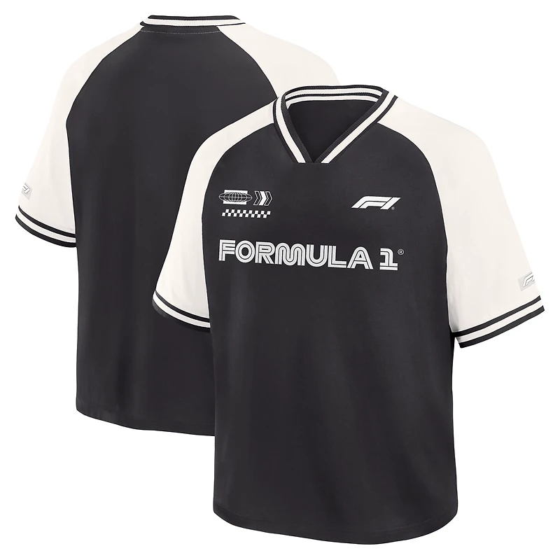 T-shirt Fanatics Phantom Formula 1 pour homme, coupe oversize, col en V et manches raglan carrées.
