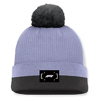 Bonnet à revers violet Formule 1 pour homme, avec pompon