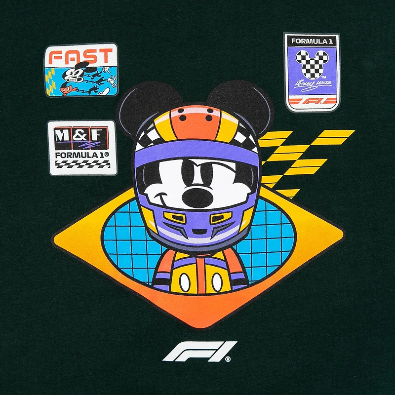 Men's Forest Green Formula 1 x Disney Mickey Helmet T-Shirt